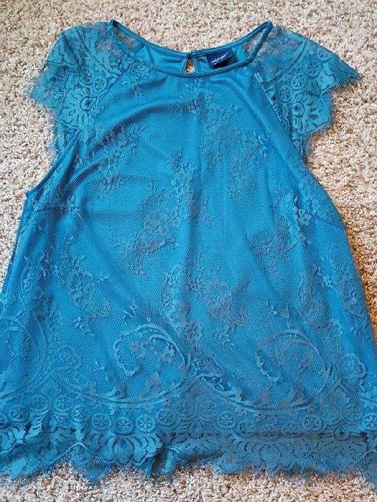 Daytrip Tops - Daytrip Teal Lace Flutter-Sleeve Camisole